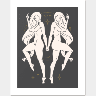 Astrological Symbol of Gemini as Women Illustration Posters and Art